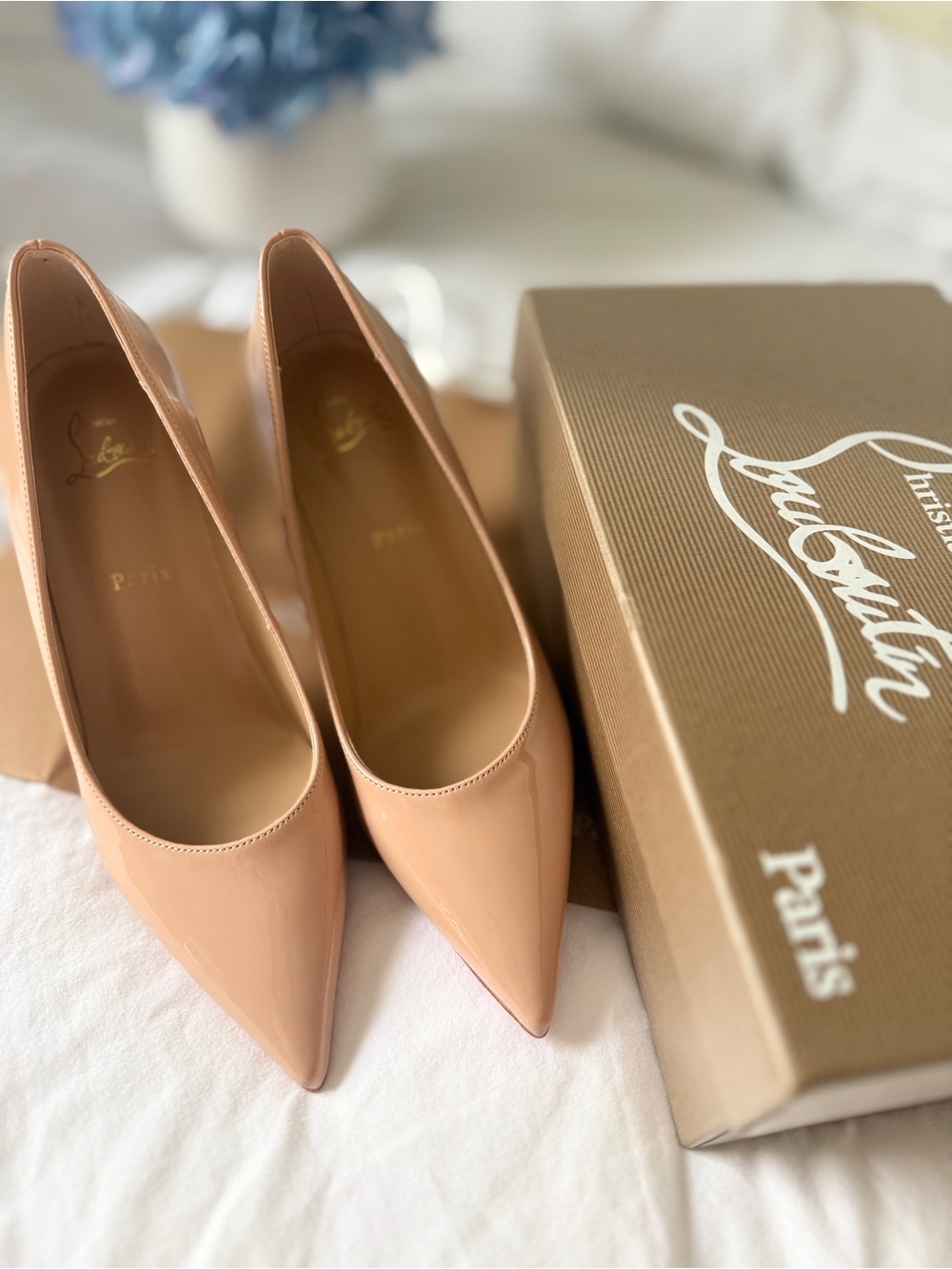 Christian Louboutin Blush Patent Pointed-Toe Pumps